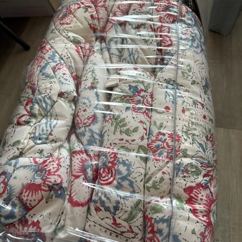 Ralph lauren lucie ikat floral king comforter and two pillowcases new pink white